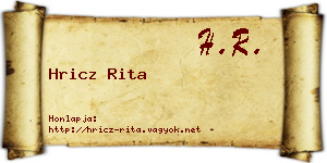 Hricz Rita névjegykártya